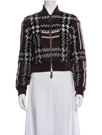 Pre-owned Burberry Wool Plaid Print Bomber Jacket In Multicolor