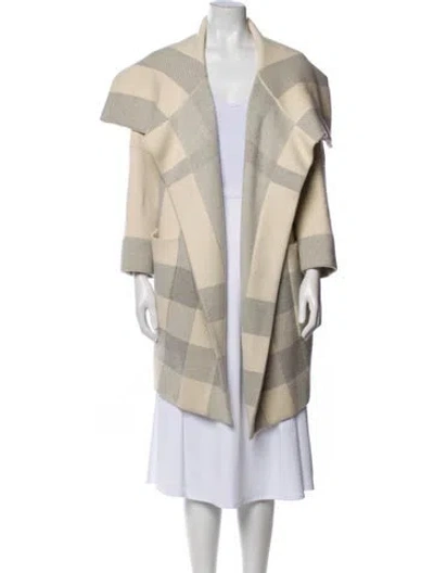 Pre-owned Burberry Wool Plaid Print Coat In Gray
