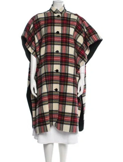 Pre-owned Burberry Wool Plaid Print Coat In Neutral