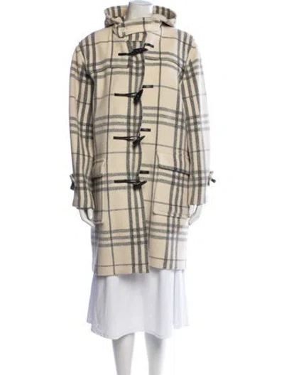 Pre-owned Burberry Wool Plaid Print Coat In Neutrals