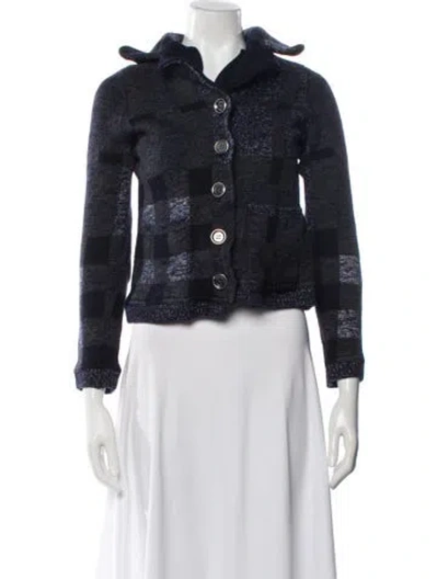 Pre-owned Burberry Wool Plaid Print Evening Jacket In Blue