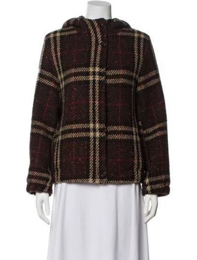 Pre-owned Burberry Wool Plaid Print Jacket In Brown