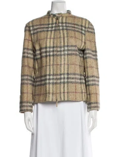 Pre-owned Burberry Wool Plaid Print Jacket In Neutral
