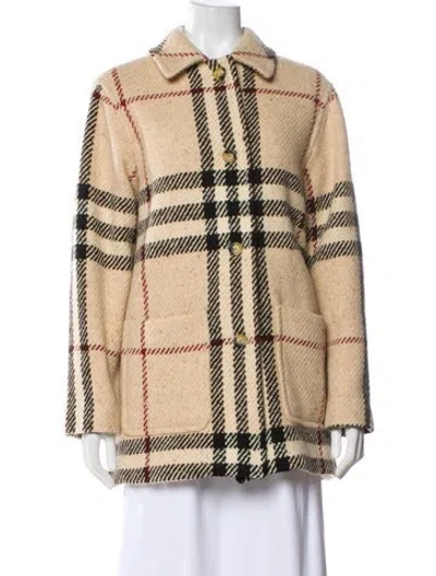 Pre-owned Burberry Wool Plaid Print Jacket W/ Tags In Neutral