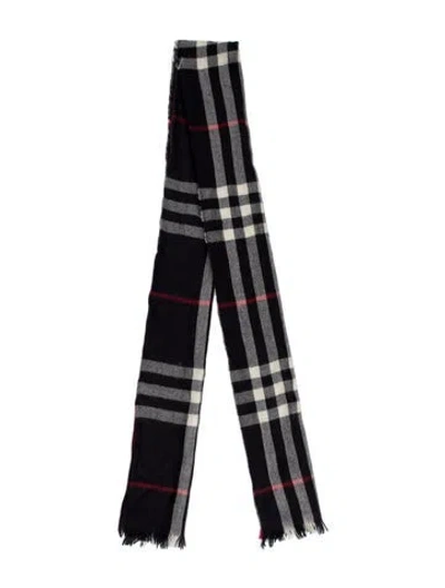 Pre-owned Burberry Wool Plaid Print Scarf In Blue