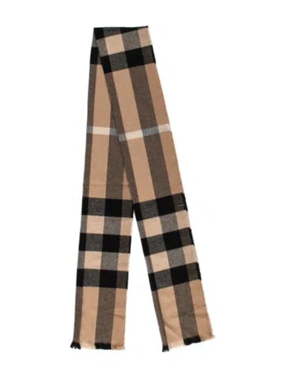 Pre-owned Burberry Wool Plaid Print Scarf In Neutrals