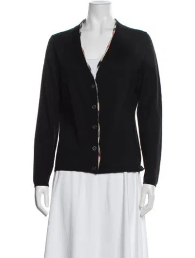 Pre-owned Burberry Wool Plaid Print Sweater In Black