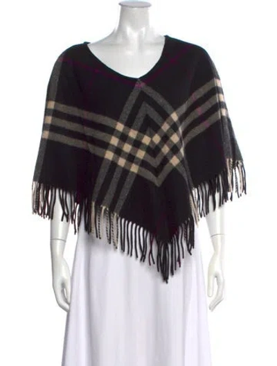 Pre-owned Burberry Wool Plaid Print Sweater In Black