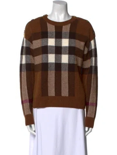 Pre-owned Burberry Wool Plaid Print Sweater In Brown