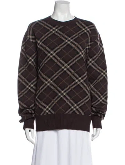 Pre-owned Burberry Wool Plaid Print Sweater In Brown