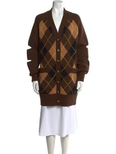 Pre-owned Burberry Wool Plaid Print Sweater In Brown