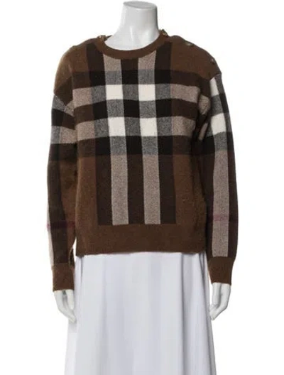 Pre-owned Burberry Wool Plaid Print Sweater In Brown