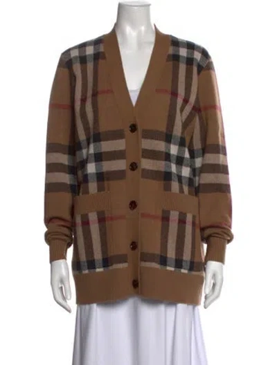Pre-owned Burberry Wool Plaid Print Sweater In Brown