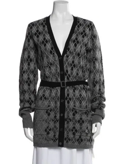 Pre-owned Burberry Wool Plaid Print Sweater In Gray