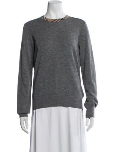Pre-owned Burberry Wool Plaid Print Sweater In Gray