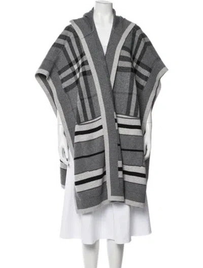 Pre-owned Burberry Wool Plaid Print Sweater In Grey
