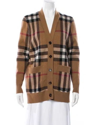 Pre-owned Burberry Wool Plaid Print Sweater In Neutral