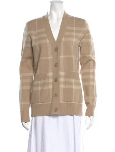 Pre-owned Burberry Wool Plaid Print Sweater In Neutral