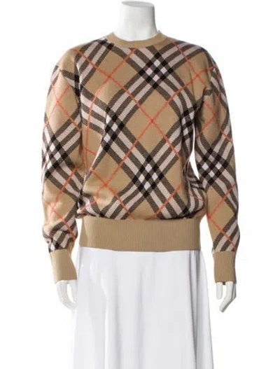Pre-owned Burberry Wool Plaid Print Sweater In Neutral
