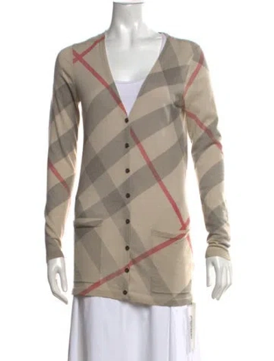 Pre-owned Burberry Wool Plaid Print Sweater In Neutrals