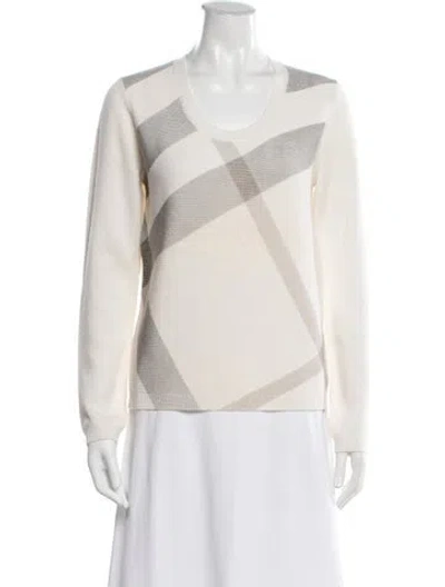 Pre-owned Burberry Wool Plaid Print Sweater In Neutrals