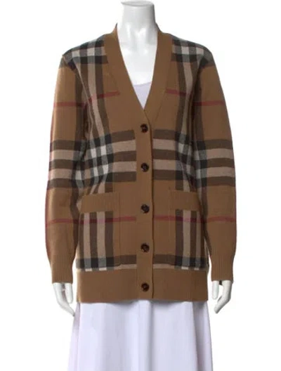 Pre-owned Burberry Wool Plaid Print Sweater In Neutrals