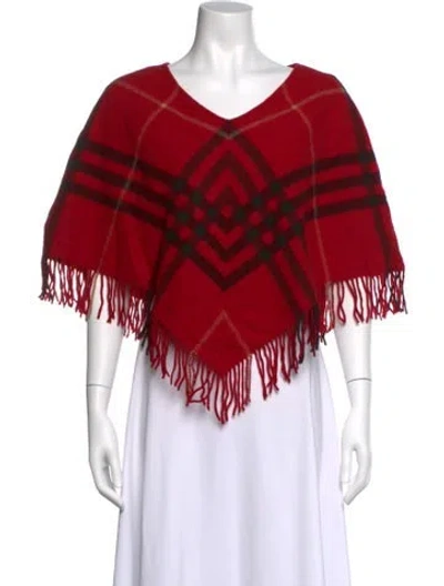 Pre-owned Burberry Wool Plaid Print Sweater In Red