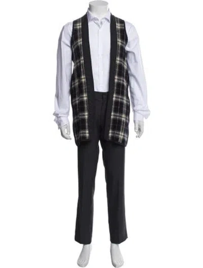 Pre-owned Burberry Wool Plaid Print Sweater Vest In Black