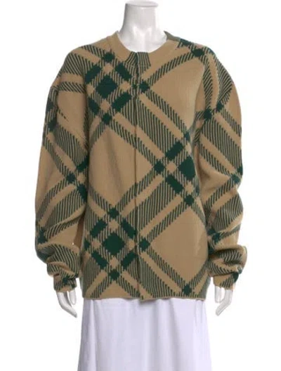 Pre-owned Burberry Wool Plaid Print Sweater W/ Tags In Neutrals