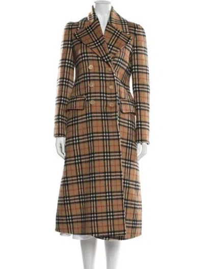 Pre-owned Burberry Wool Plaid Print Trench Coat In Neutrals