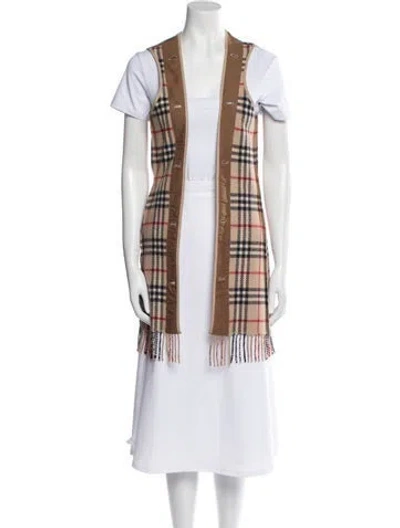 Pre-owned Burberry Wool Plaid Print Vest In Brown