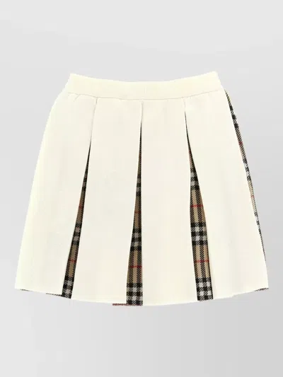 Burberry Wool Pleated Midi Skirt In White