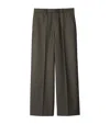 Burberry Wool Pleated Straight Trousers In Grey