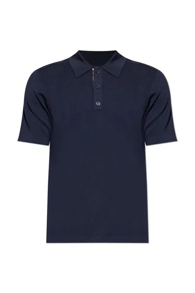 Burberry Wool Polo In Blue