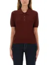 Burberry Bordeaux Wool Polo Shirt Women In Brown