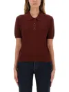 Burberry Bordeaux Wool Polo Shirt In Burgundy