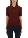 Burberry Bordeaux Wool Polo Shirt Women In Red