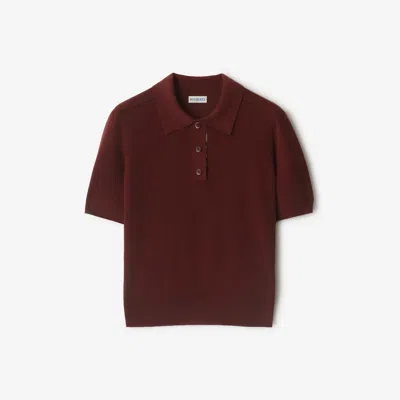 Burberry Bordeaux Wool Polo Shirt Women In Burgundy