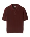 Burberry Short-sleeve Knit Polo Shirt In Burgundy