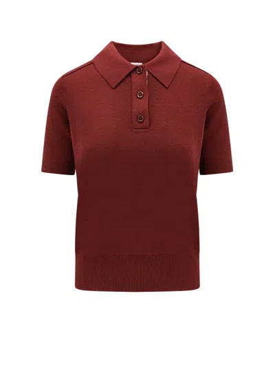 Burberry Bordeaux Wool Polo Shirt Women In Burgundy