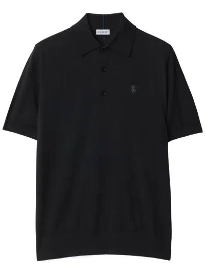 Burberry Wool Polo Shirt In Black