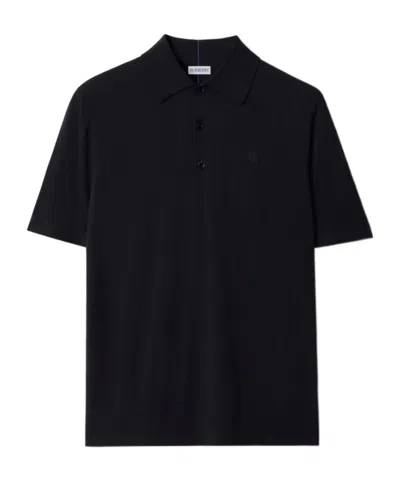 BURBERRY BURBERRY LOGO EMBROIDERED KNITTED POLO SHIRT