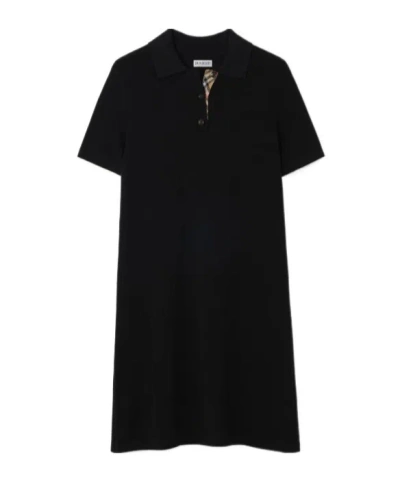 Burberry Wool Polo Shirt Dress In Black