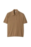 Burberry Short-sleeve Wool Polo Shirt In Flax