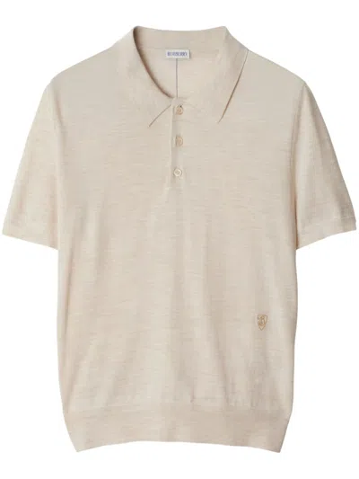 Burberry Wool Polo Shirt In Nude