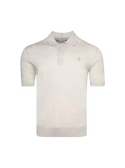 Burberry Wool Polo Shirt Nutmeg In White