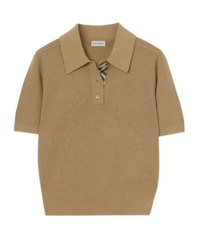 Burberry Wool Polo Shirt In Brown