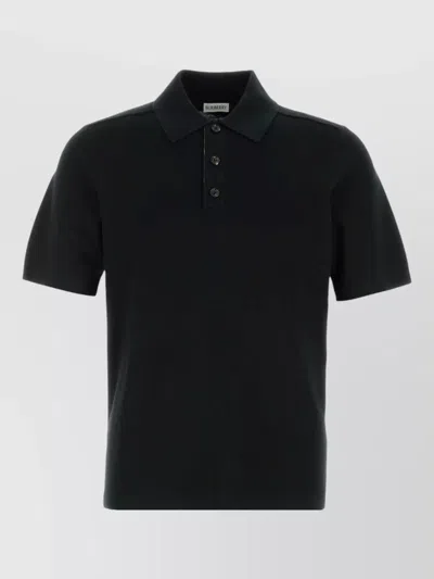 Burberry Wool Polo Shirt Short Sleeves Collar In Black