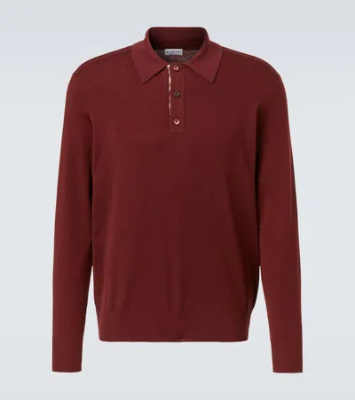 Burberry Wool Polo Sweater In Red