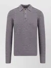 Burberry Wool Polo Sweater With Pointed Collar In Gray